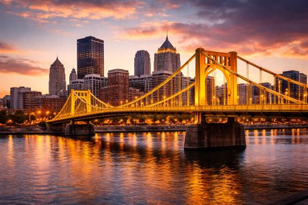 Pittsburgh bridge at sunset
